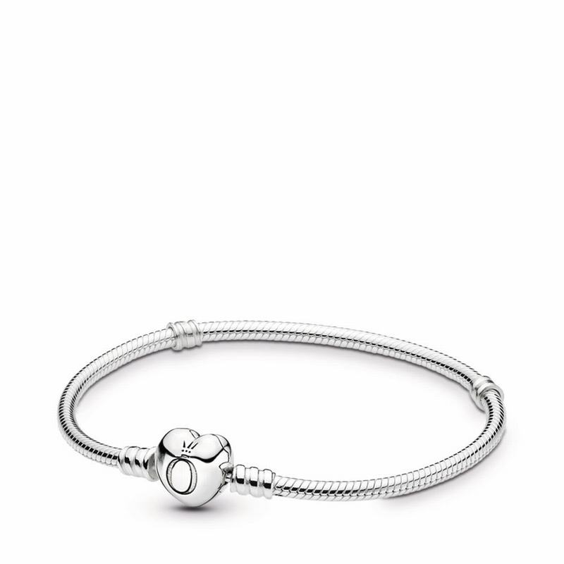 Pandora Australia Moments Heart & Snake Chain Bracelet - Sterling Silver | ZQUPNT360